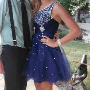 Mori Lee One Shoulder Homecoming Dress